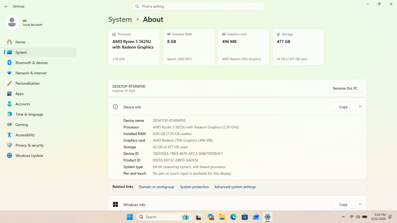 Dell inspiron 15 3525 – AMD Ryzen 5