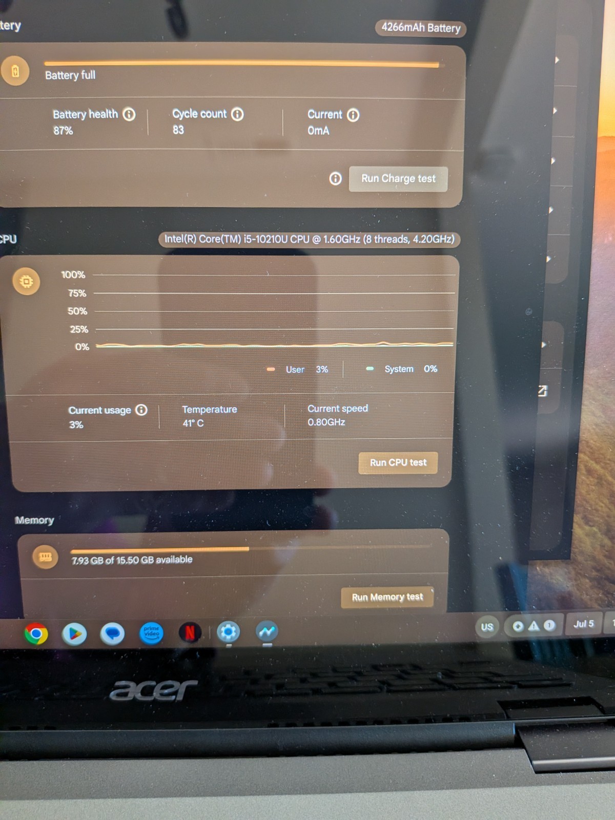 Acer Chromebook Spin 713 CP713-2W (16GB RAM/256GB SSD, 2K 3:2, Intel i5-10210U)