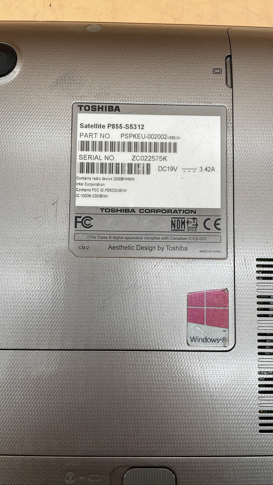 Toshiba Satellite P855-S5312 15.6-Inch Intel Core i5 Laptop No HDD Unit