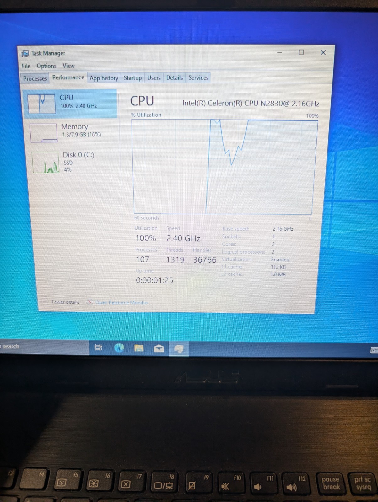 ASUS X551M Laptop – SSD 120GB – Intel Celeron CPU @ 2.16 GHz 8GM RAM Windows 10