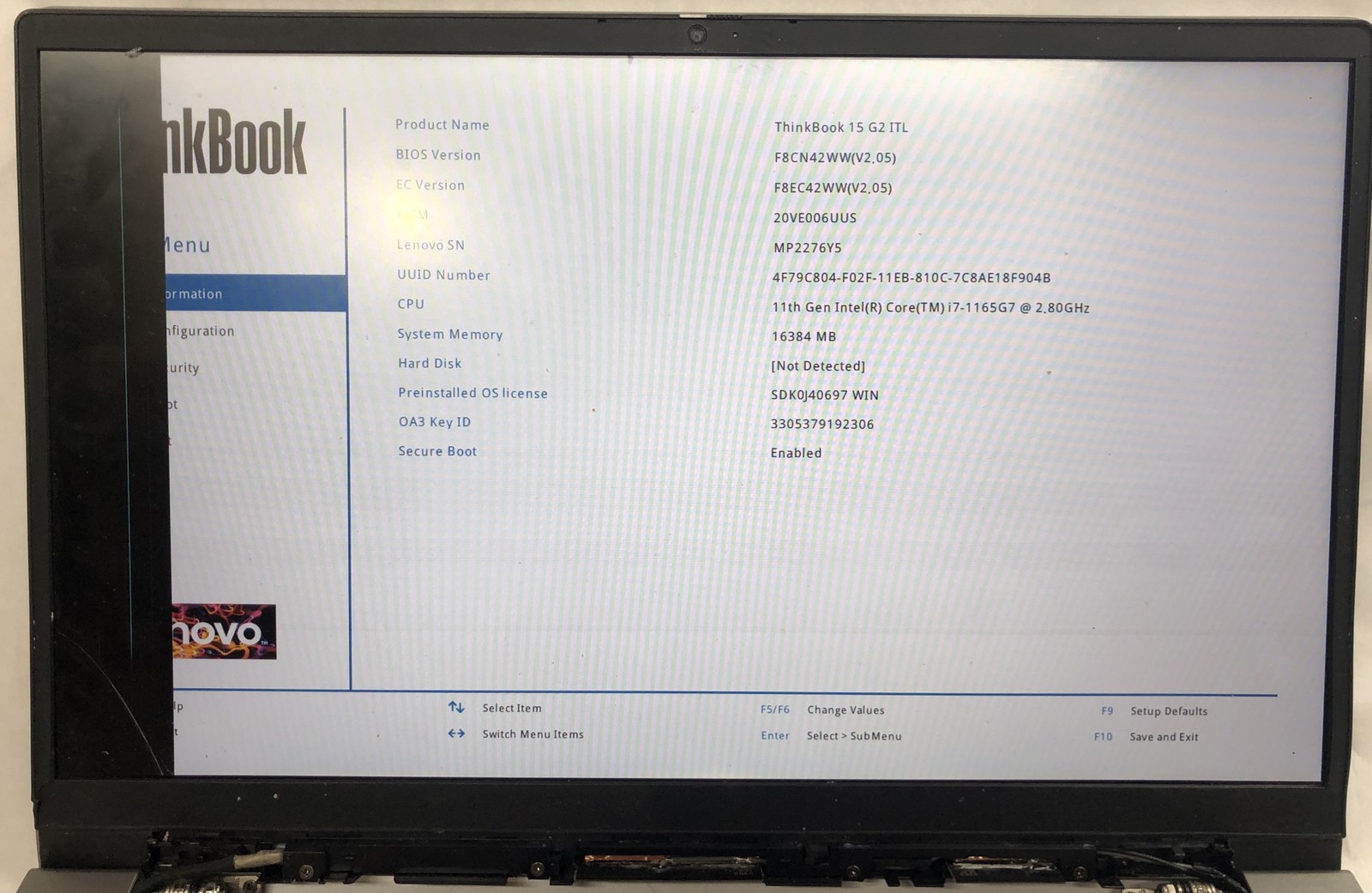 Lenovo Thinkbook 15 G2, Intel Core i7-1165G7 @ 2.8GHz, 16GB RAM, NO SSD/OS *READ