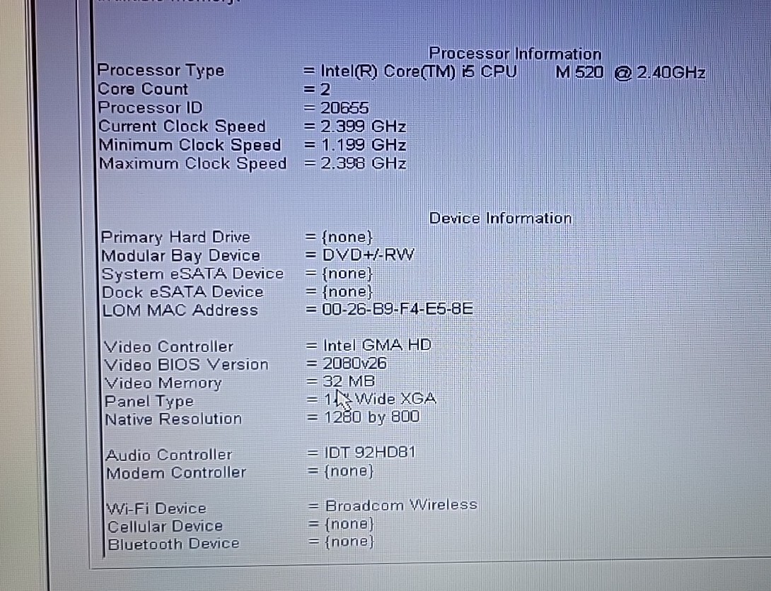 Dell Latitude E6410 i5-M520 2.40GHz Laptop *No RAM/HDD/OS/Caddy/Batt/AC #1R8J9P1