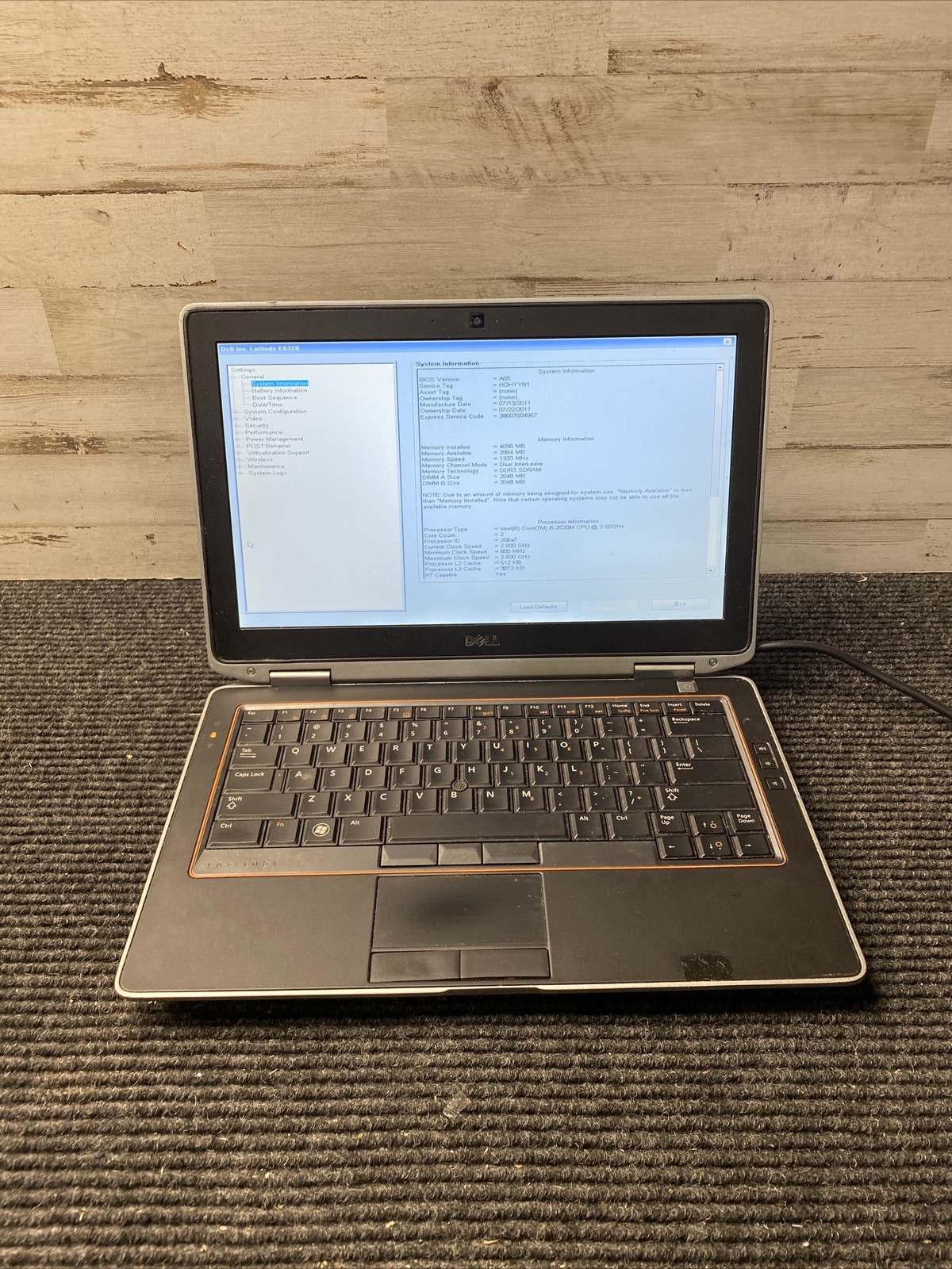 *FOR PARTS* Dell Latitude E6320 Core i5-2520M@2.50GHz,4GB RAM, NO HDD