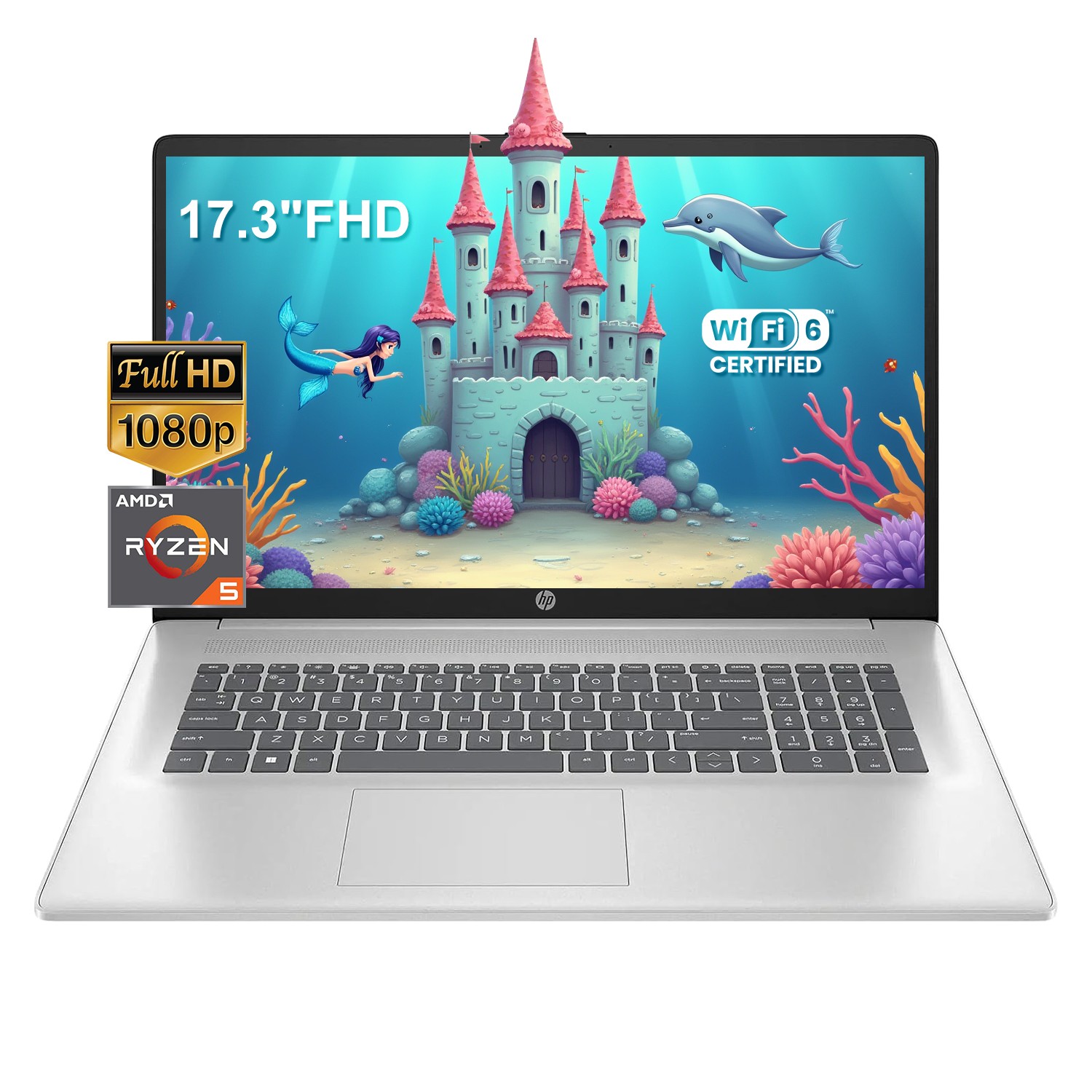 HP 17 Student Laptop 17.3 in 6 core 4.3 GHz AMD Ryzen 5 Up To 64GB RAM 2TB SSD