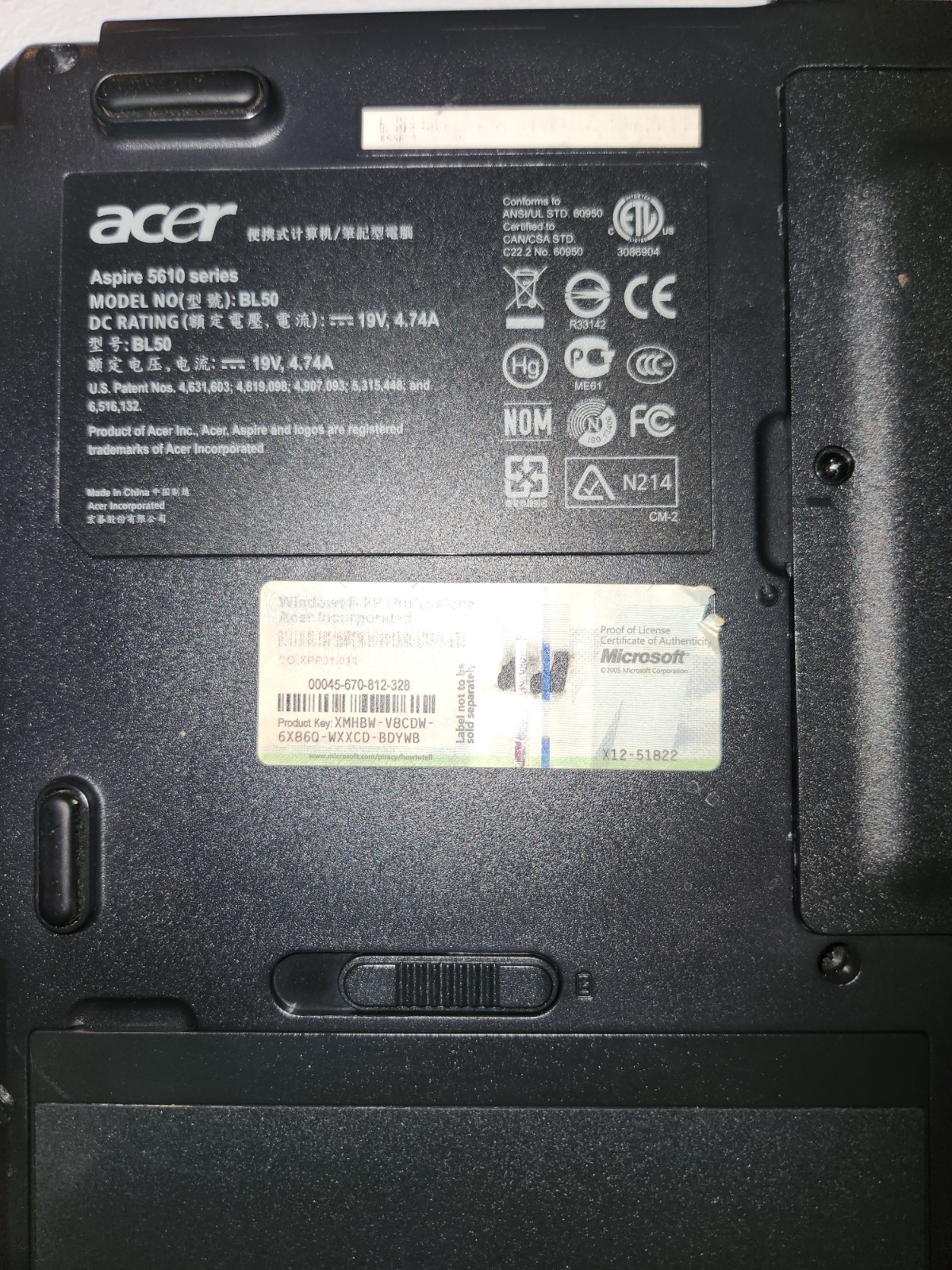 Acer Aspire 5610 15.4 inch Laptop 1.66Ghz 2.5GB RAM Tested Working