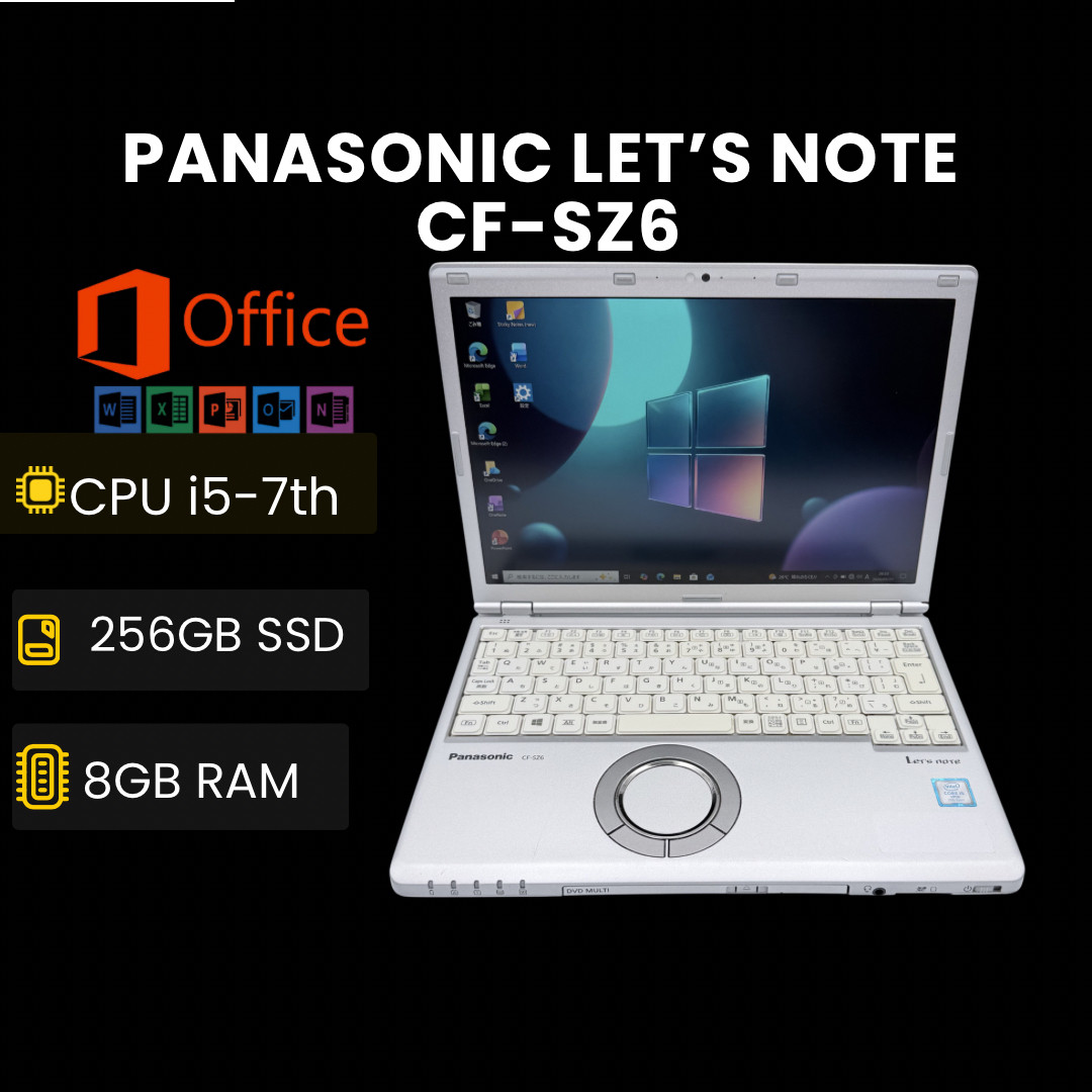 Panasonic Lets Note CF-SZ6 12.1″ Laptop i5-7300U 8GB 256GB SSD DVD Win10