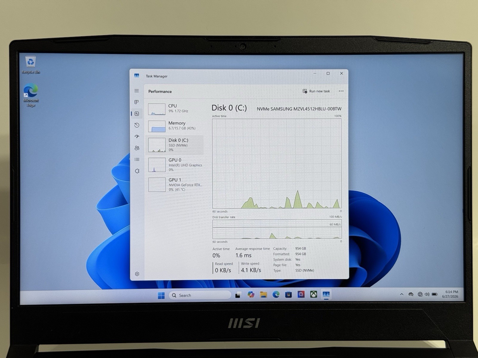 MSI Katana 15 B13VEK 15.6″ i7-13620H 2.4GHz 16GB RAM 1TB SSD GeForce RTX 4050