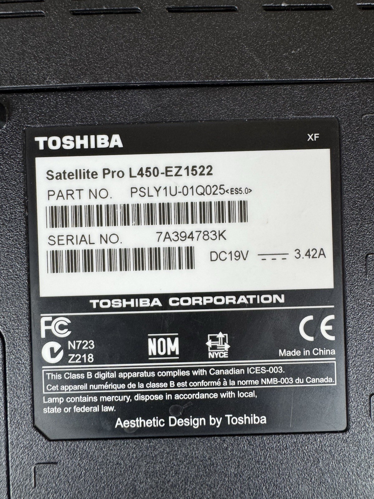 Toshiba Satellite Pro Laptop Intel Core 2 Duo Windows 7 Powers On Untested