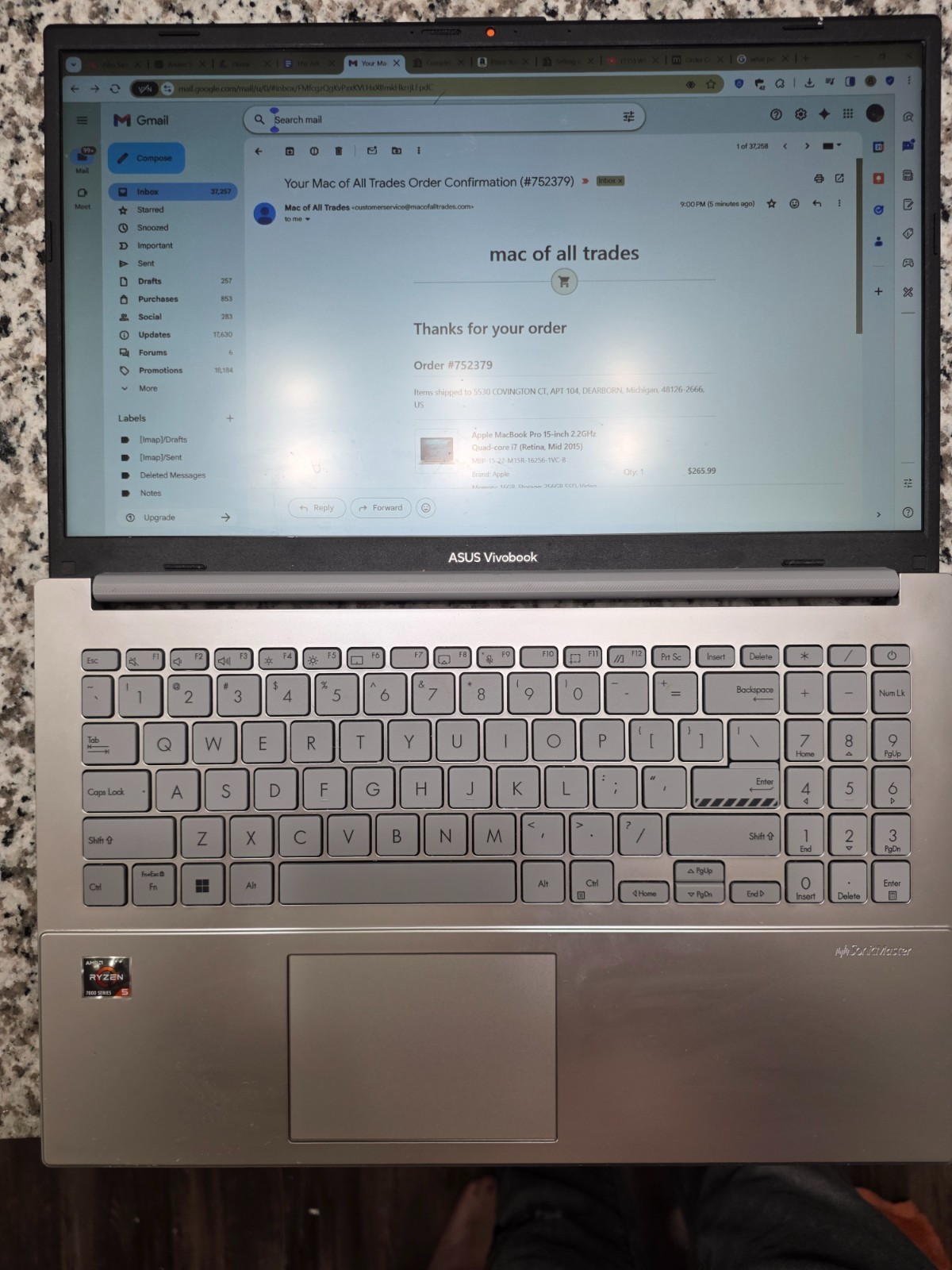 ASUS VivoBook S 15 Slim 15.6″ FHD AMD Ryzen 5 5600H 8GB 512GB SSD W11H Laptop BK