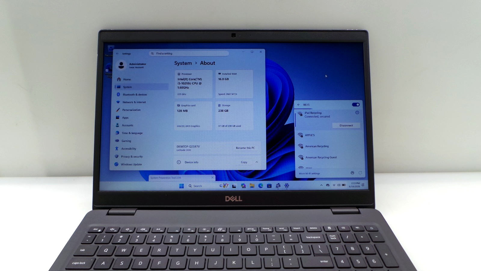 Dell Latitude 3510 15.6″ | i5-10210U 1.60GHz | 16GB RAM 256GB NVMe | WIN 11 PRO