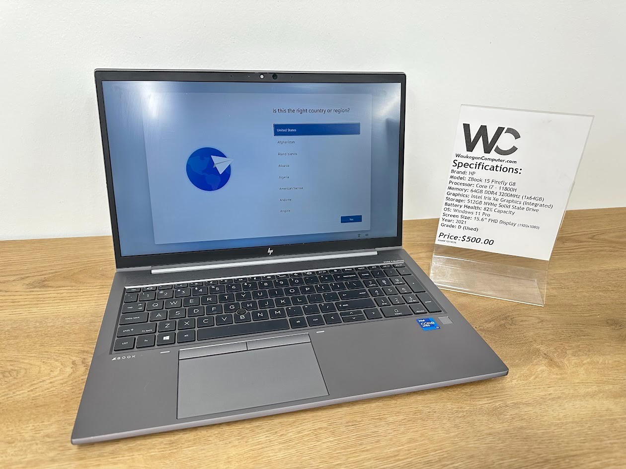 HP ZBook 15 Firefly G8, Core i7 11th Gen, 64GB DDR4, 512GB SSD, 2021, Iris Xe