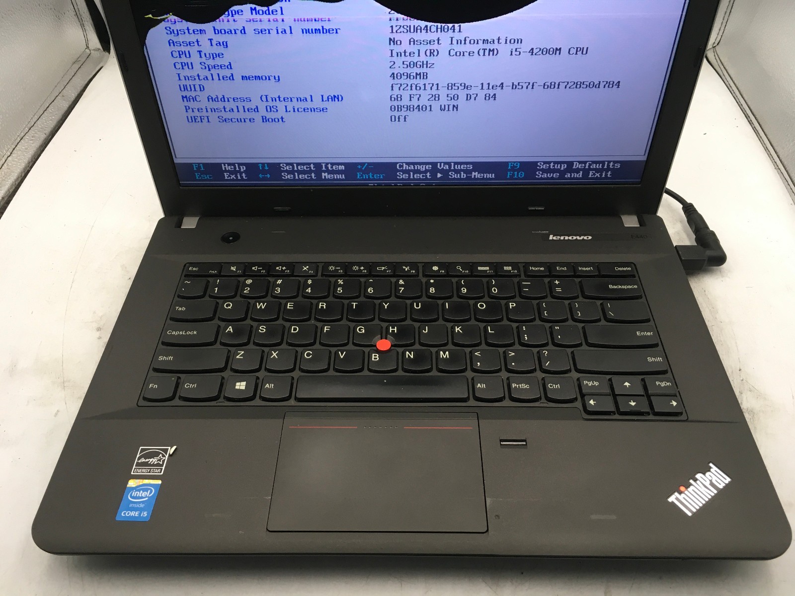 LENOVO THINKPAD E440 – BOOTS TO BIOS/BAD LCD – INTEL I5 4200M – NO RAM -READ-BB