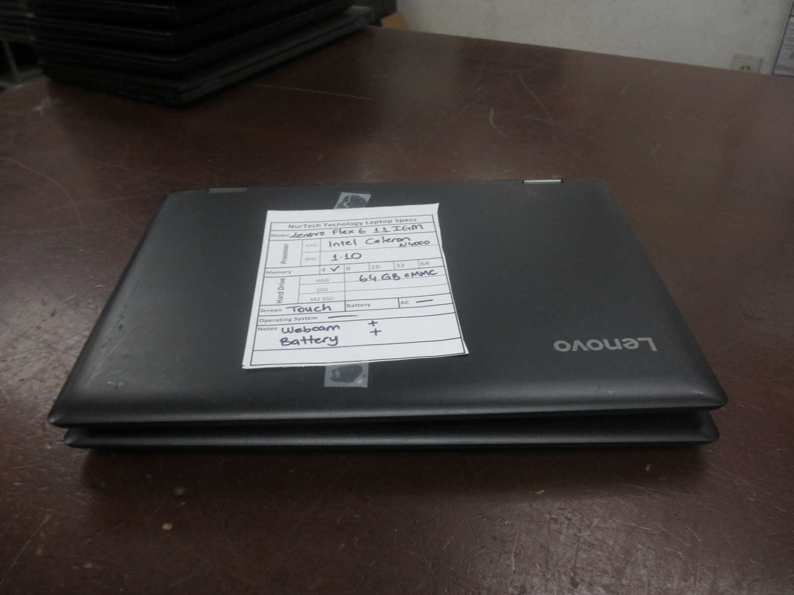 Lot of 2 Lenovo Flex 6-11IGM Celeron N4000 1.10GHZ 4GB 64GB eMMC Touch Laptop