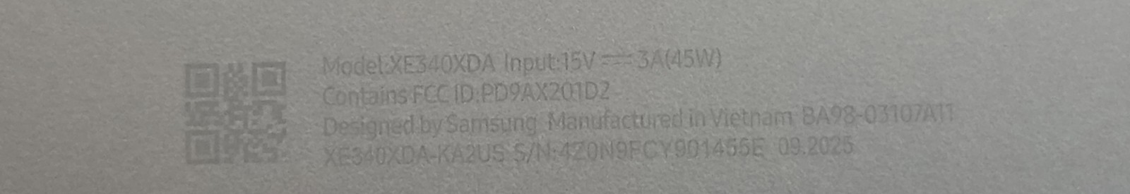 SAMSUNG CHROMEBOOK GO – Model XE340XDA-KA1IT 15 volt – 3 A – 45 watt perfetto