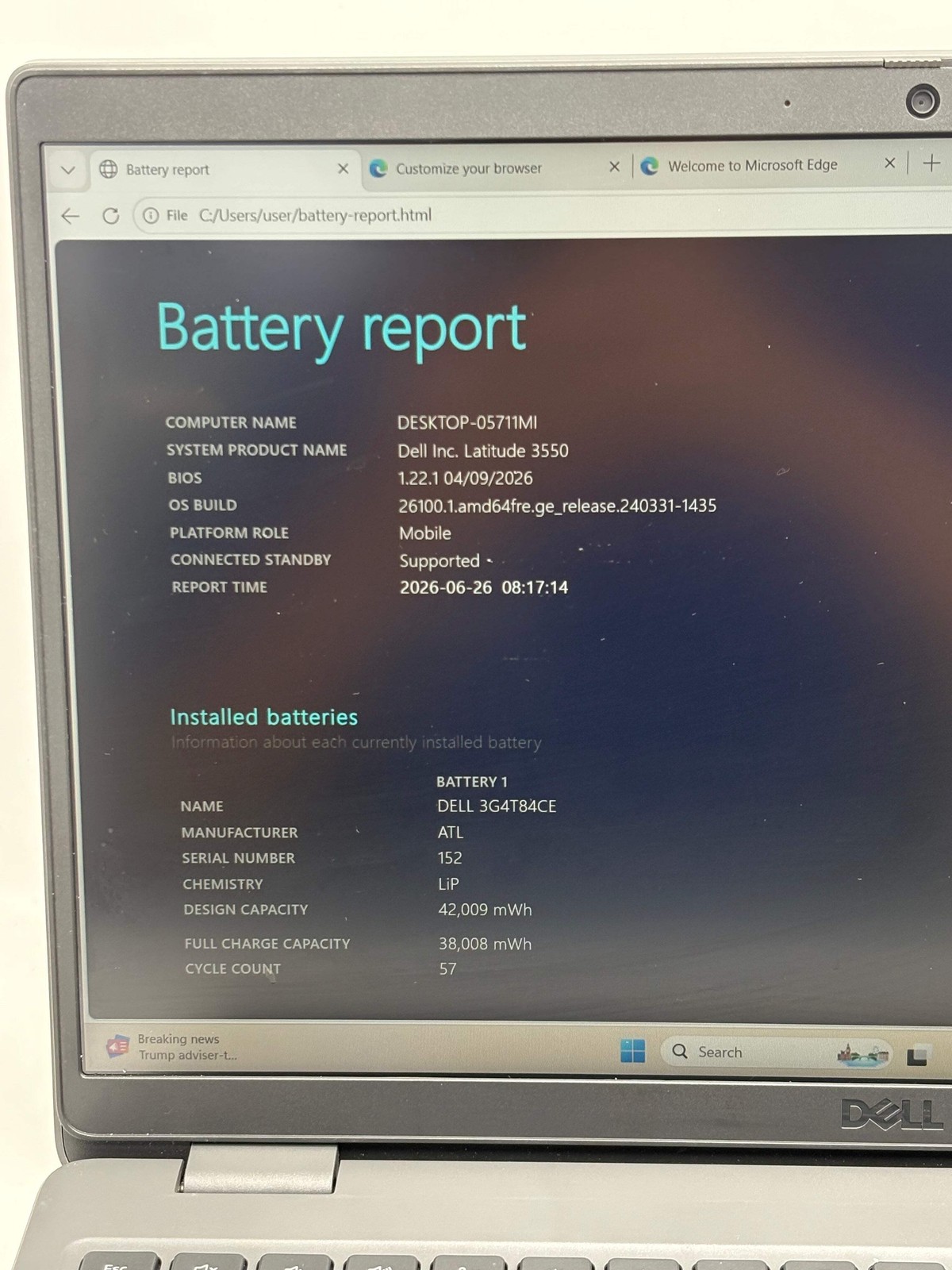 Dell Latitude 3550 15.6″ Core i5 13th Gen 8GB 256GB SSD Black Used