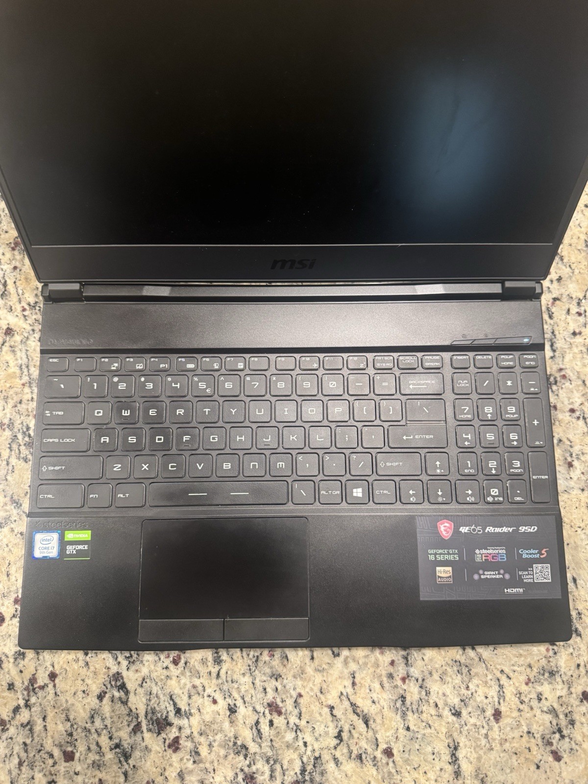 MSI GE65 Raider 9SD Gaming 15.6″ i7 9th Gen 16GB 477GB SSD GTX 16