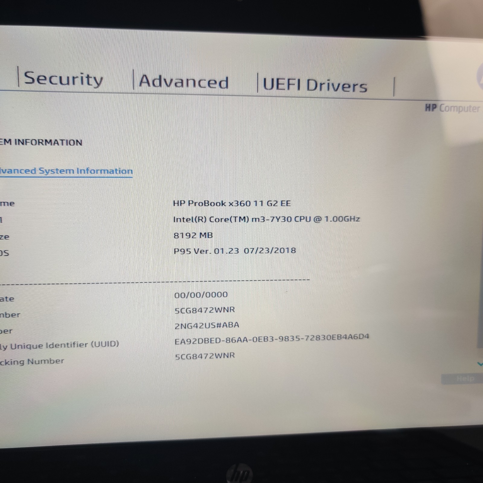HP ProBook x360 11 G2 EE, Core-m3-7Y30 8GB NO SSD/OS/AC ADAPTER – USED