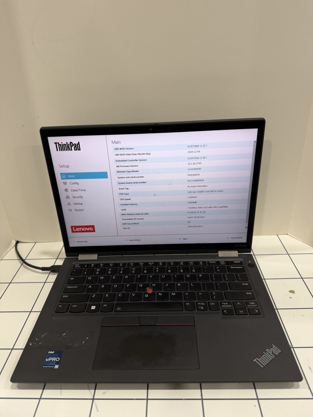 Lenovo ThinkPad X13 Yoga Gen 3 i5-12th Gen RAM 16gb SSD NO ASIS