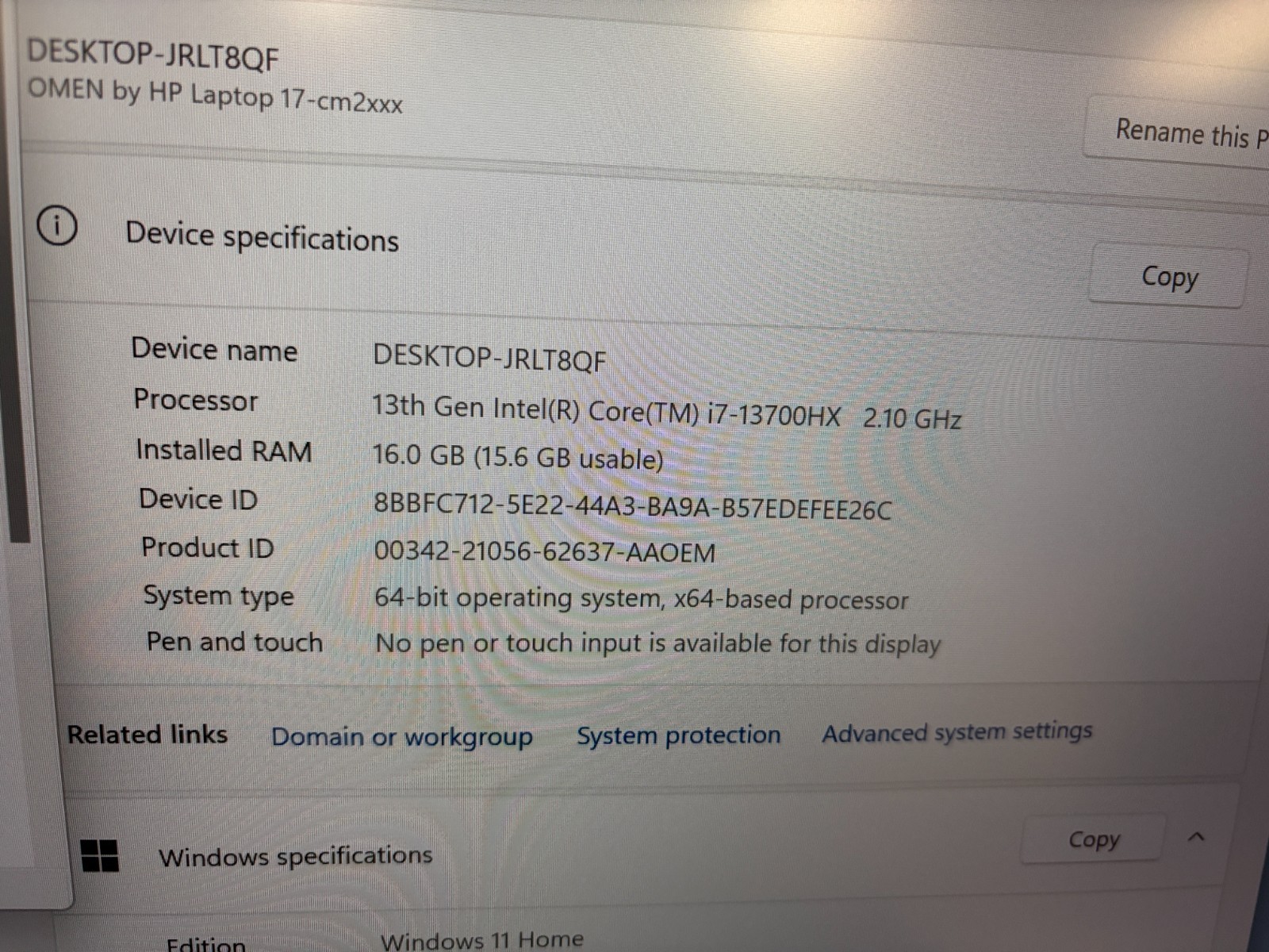 HP OMEN 17-cm2047nr i7-13700HX RTX 4070 GPU 16GB RAM 1TB SSD