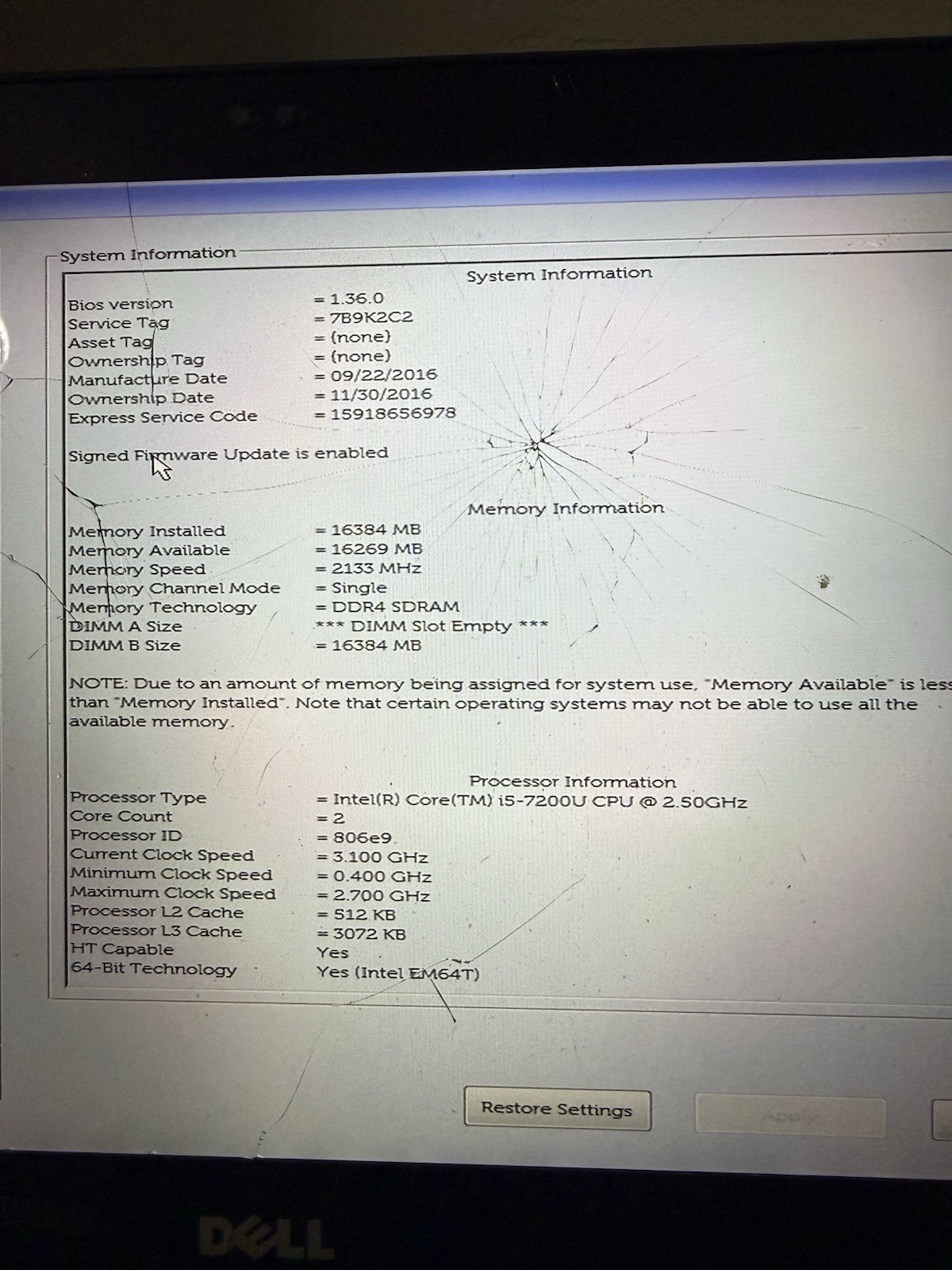 Dell Inspiron 13 5378 13.3″ I7-7200U **READ DISCRIPTION** **AS IS** REPAIR/PARTS