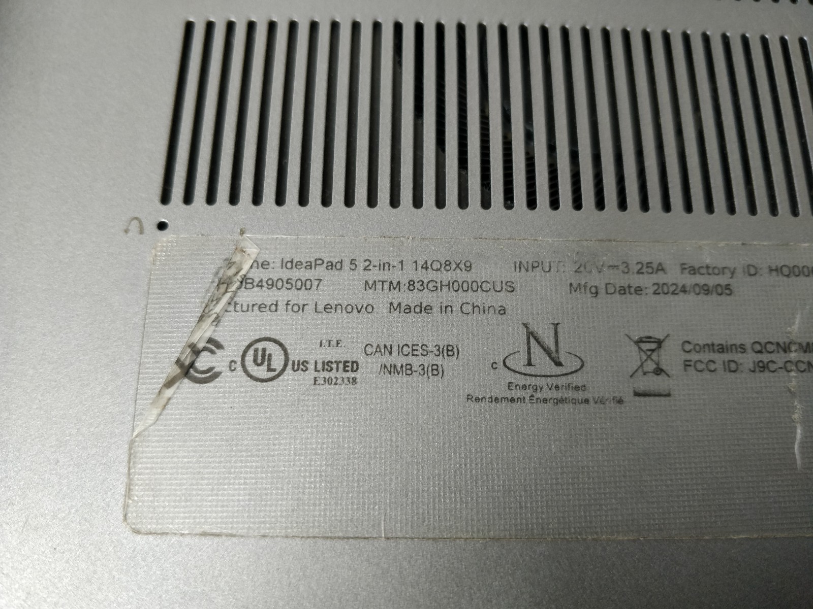 Lenovo IdeaPad 5 14Q8X9 Snapdragon X Plus@3.20GHz 8GB RAM NO DRIVE PART 9078