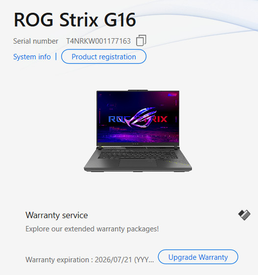 ASUS ROG Strix G16 – 16″ FHD+ 165Hz, Ryzen 9 8940HX, RTX 5070Ti, 16GB RAM, 1TB