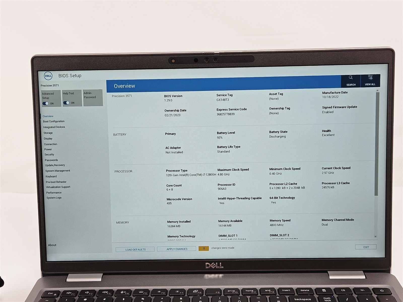Dell Precision 3571 Intel Core i7-12800H 16GB 512GB SSD 15.6″ NVIDIA T600 4GB