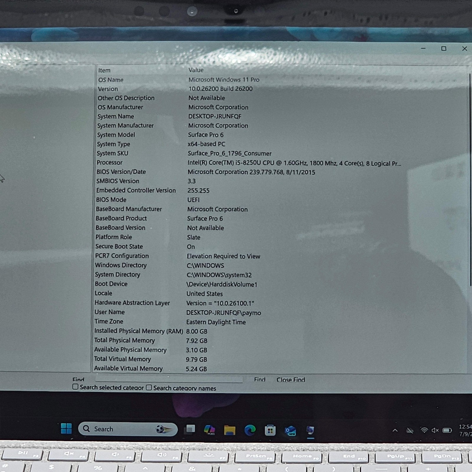 Microsoft Surface Pro 6 1796 12.3″ i5-8250U 1.6GHz 8GB RAM 128GB SSD
