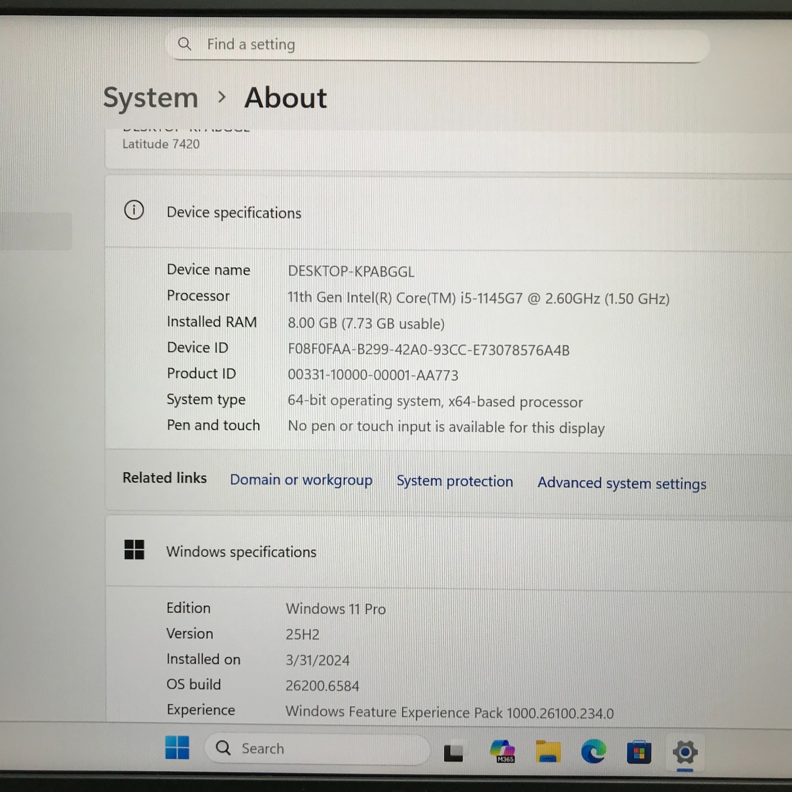 DELL Latitude 7420 FHD Laptop i5-1145G7 8GB RAM 512GB NVMe (Windows 11 Pro)