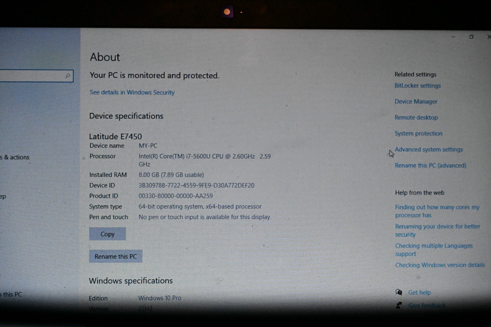 DELL LATITUDE E7450 | i7-5600U 8GB RAM 256GB SSD | FHD Backlit Win 10 Pro
