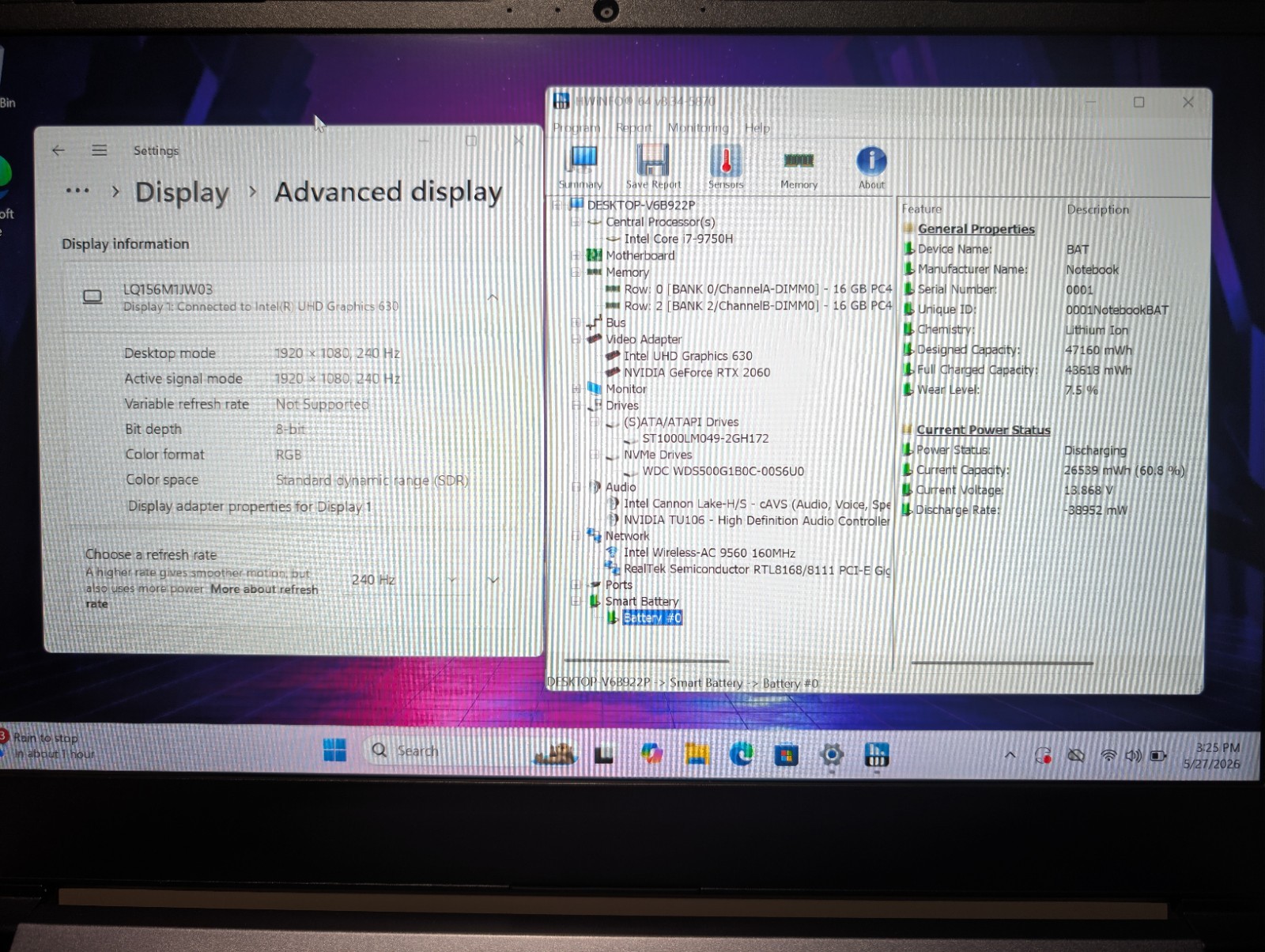 Clevo Sager NH58R | i7-9750H 32GB RAM 500GB SSD + 1TB HD | FHD@240Hz RGB Backlit
