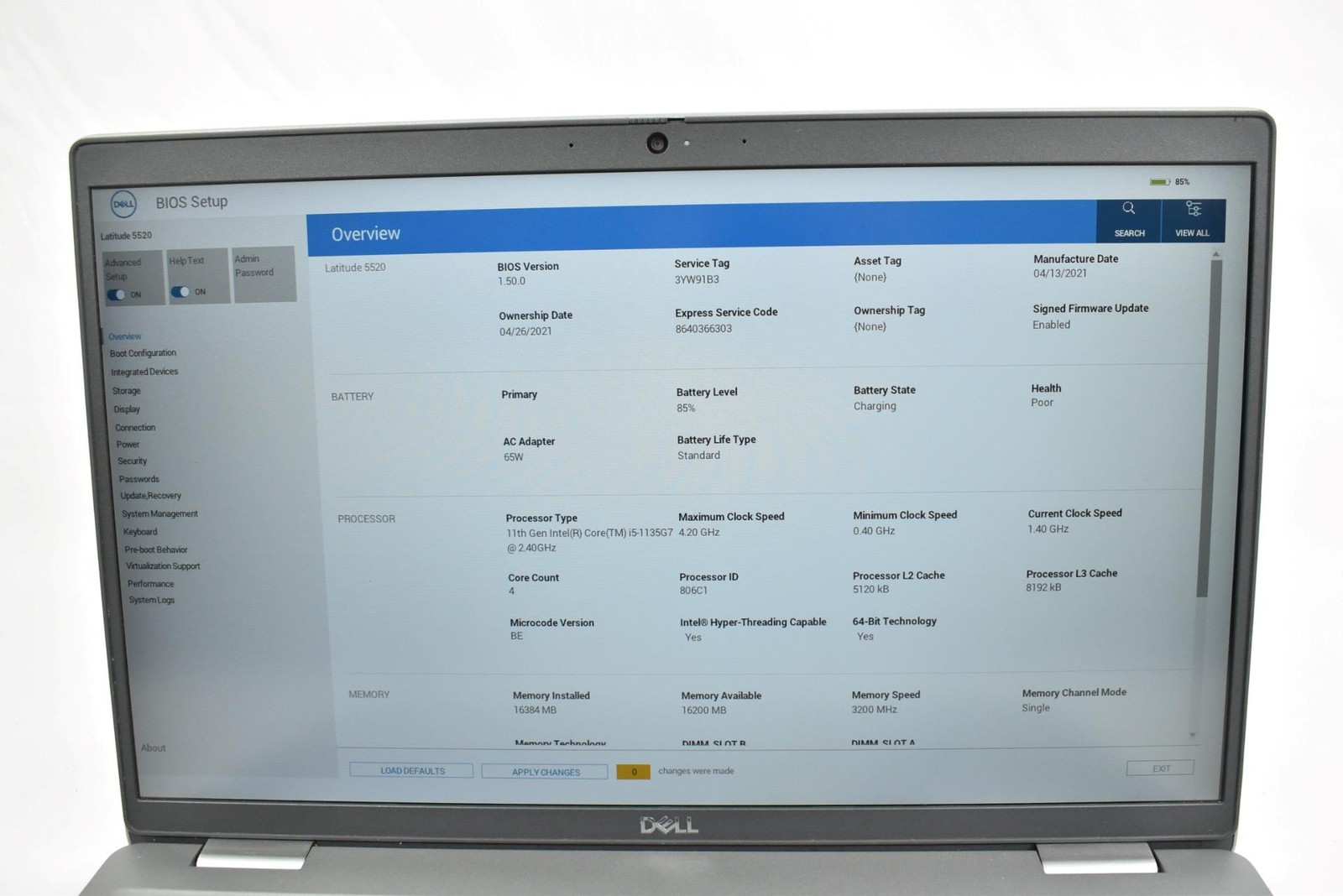 Dell Latitude 5520 Laptop i5-1135G7 2.4GHz 16GB 256GB SSD No OS *See Details*