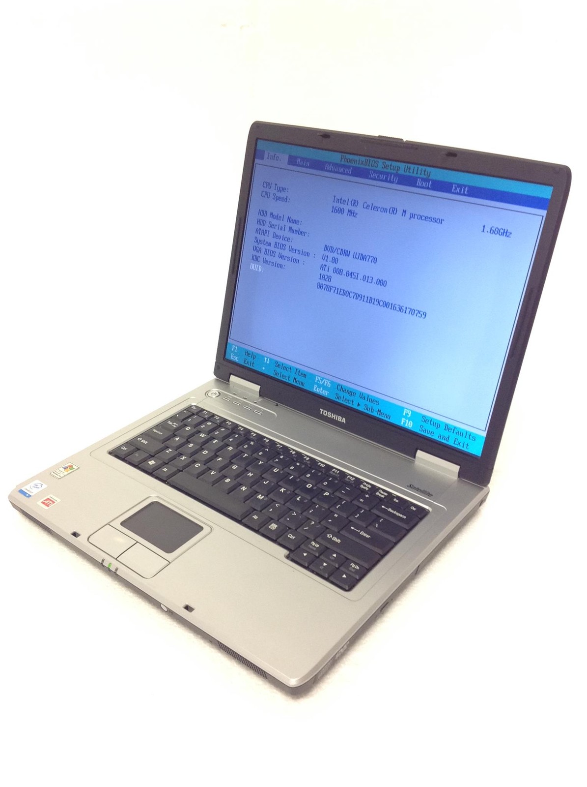 Toshiba Satellite L25-S121 15″ Laptop Intel Celeron M 1.60Ghz w/640KB Ram, No HD