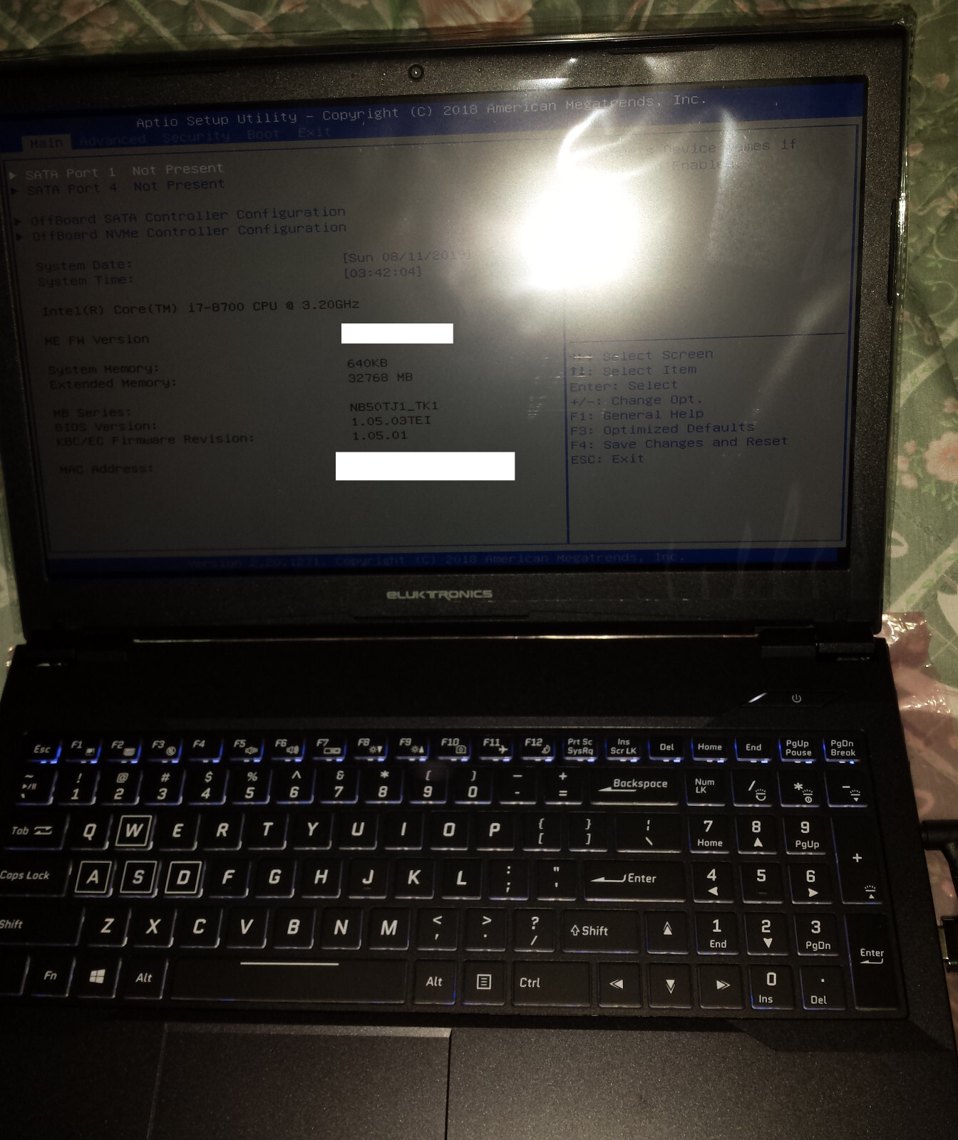 Eluktronics NB50TK1 i7-8700 nvidia 1050 ti 32gb RAM 1TB NVME 15.6 Display rare