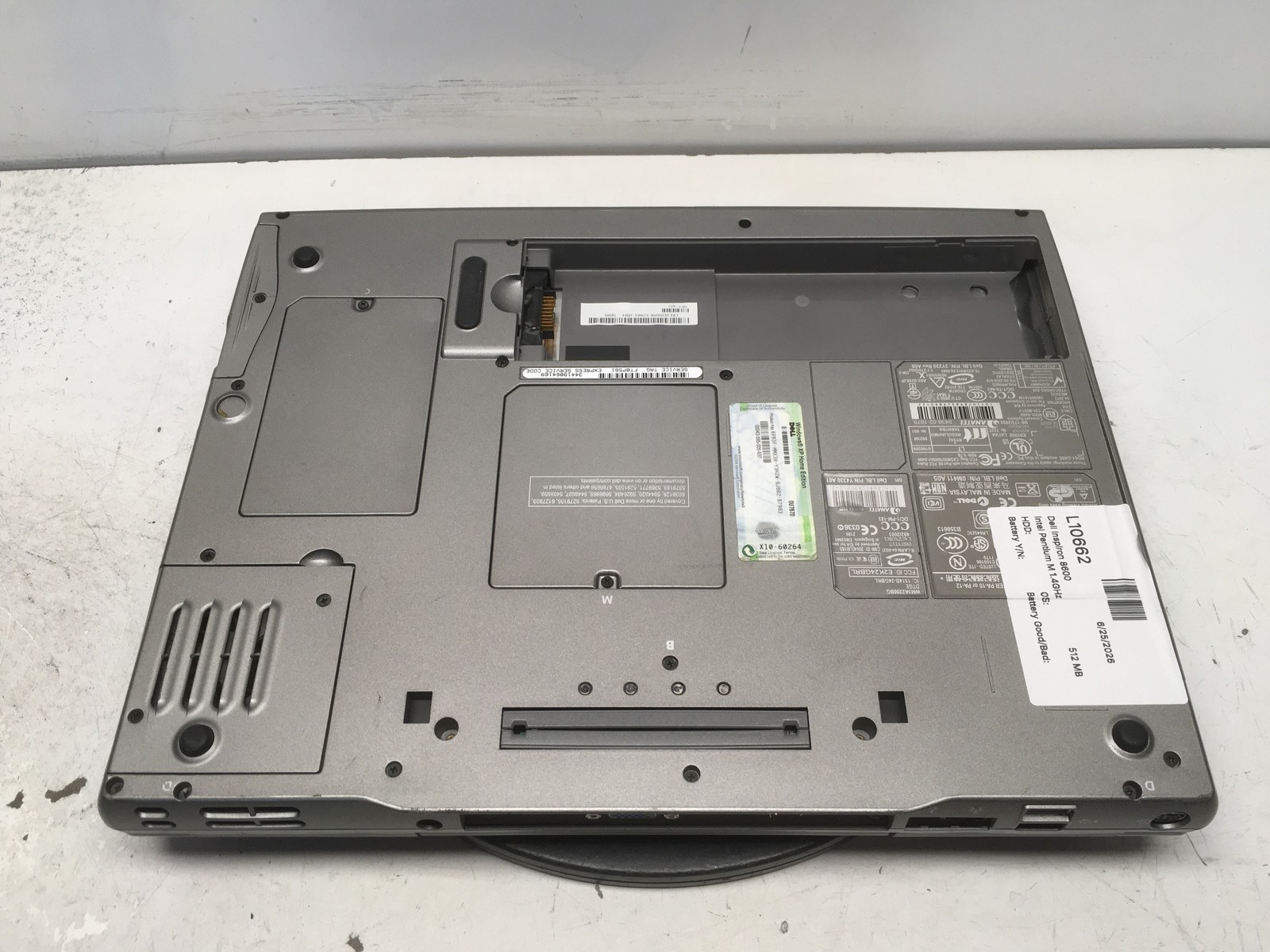 Dell Inspiron 8600 Intel Pentium M 1.4GHz 512 MB NO HDD No Batt