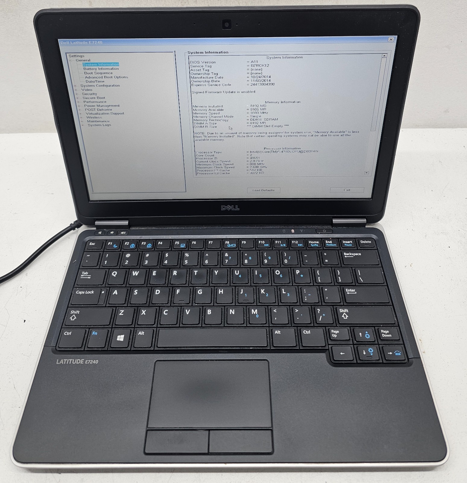 Dell Latitude E7240 12.5″ Laptop Intel Core i5-4310U 8GB Ram NO HD/OS (FL)