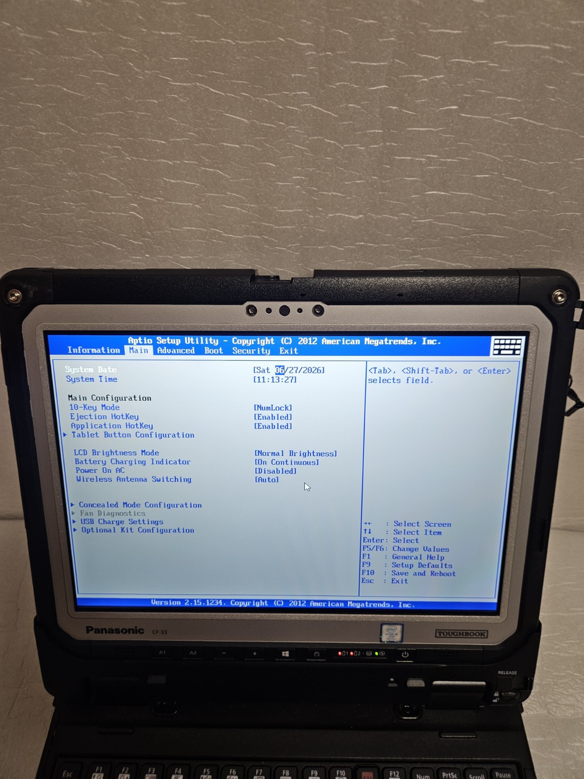 Panasonic Toughbook CF33 Intel I5 7600U 16GB RAM, Win11 Pro, No Hdd 0% Batt Life
