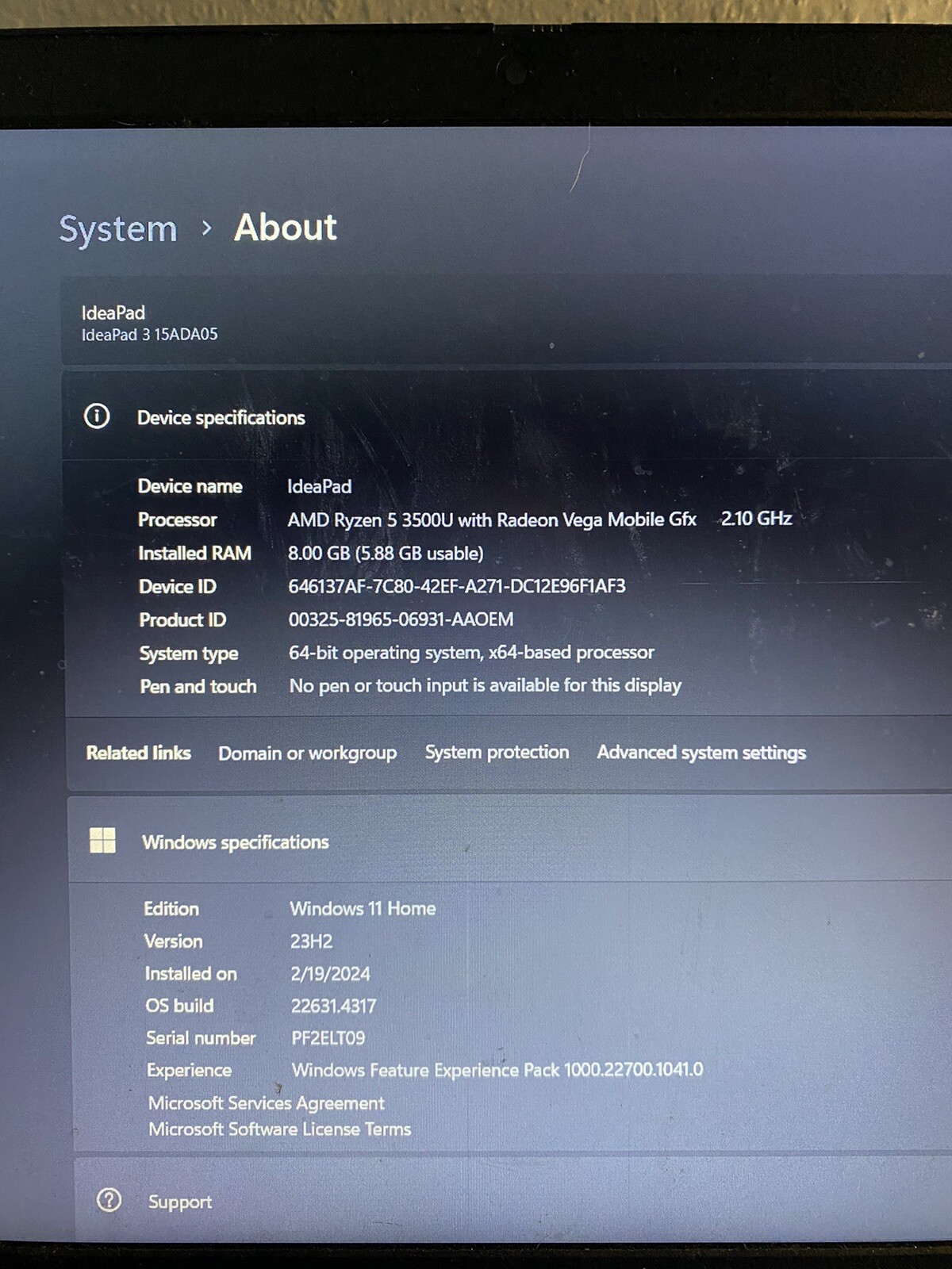 lenovo ideapad 3 15ada05