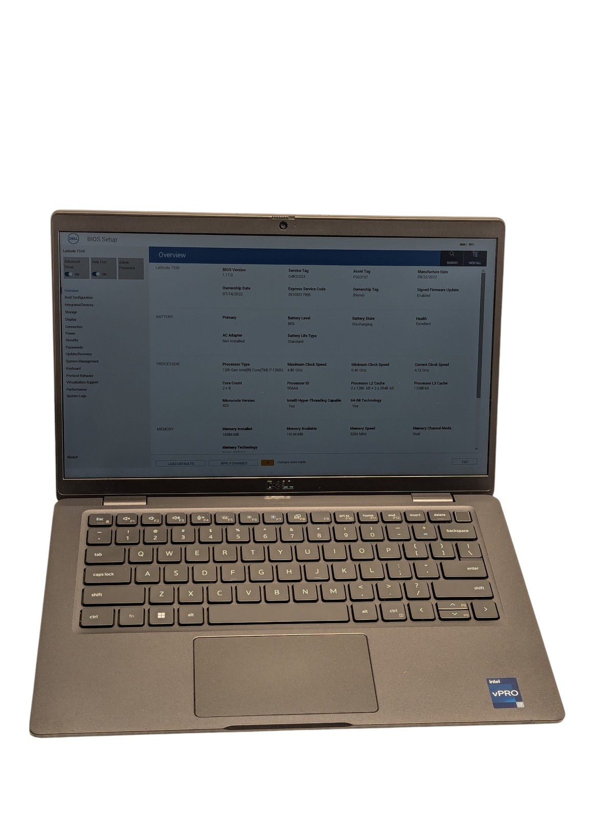 Dell Latitude 7330 I7-1265u 13.3″ 16GB RAM 256GB SSD Grade D