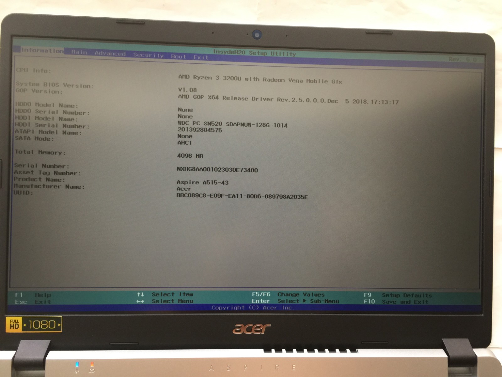 acer Aspire 5, 15.6 ” FHD IPS, Ryzen 3, 4GB/128GB, Win 10, A515-43-R19L, READ