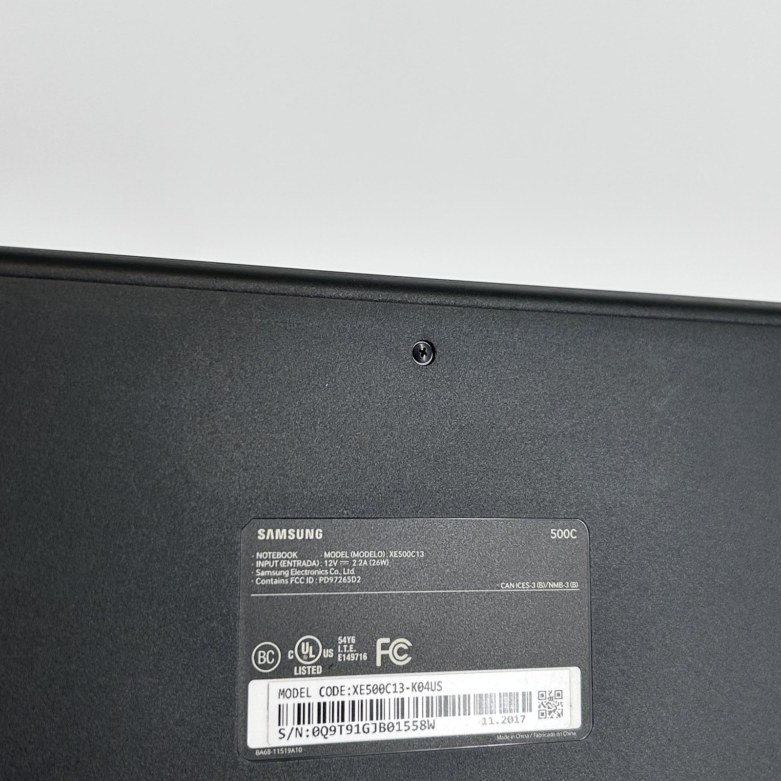 Samsung Chromebook 3 XE500C13 11.6 Black 1.6 GHz Celeron 4GB 16GB eMMC Good