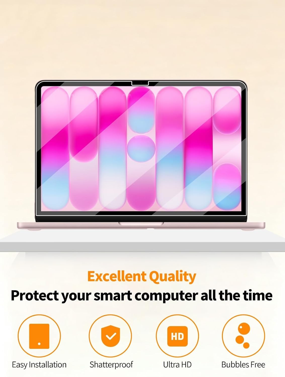 2 Pack Tempered Glass Screen Protectors for MacBook Neo 13 Inch, Bubble-Free, Du