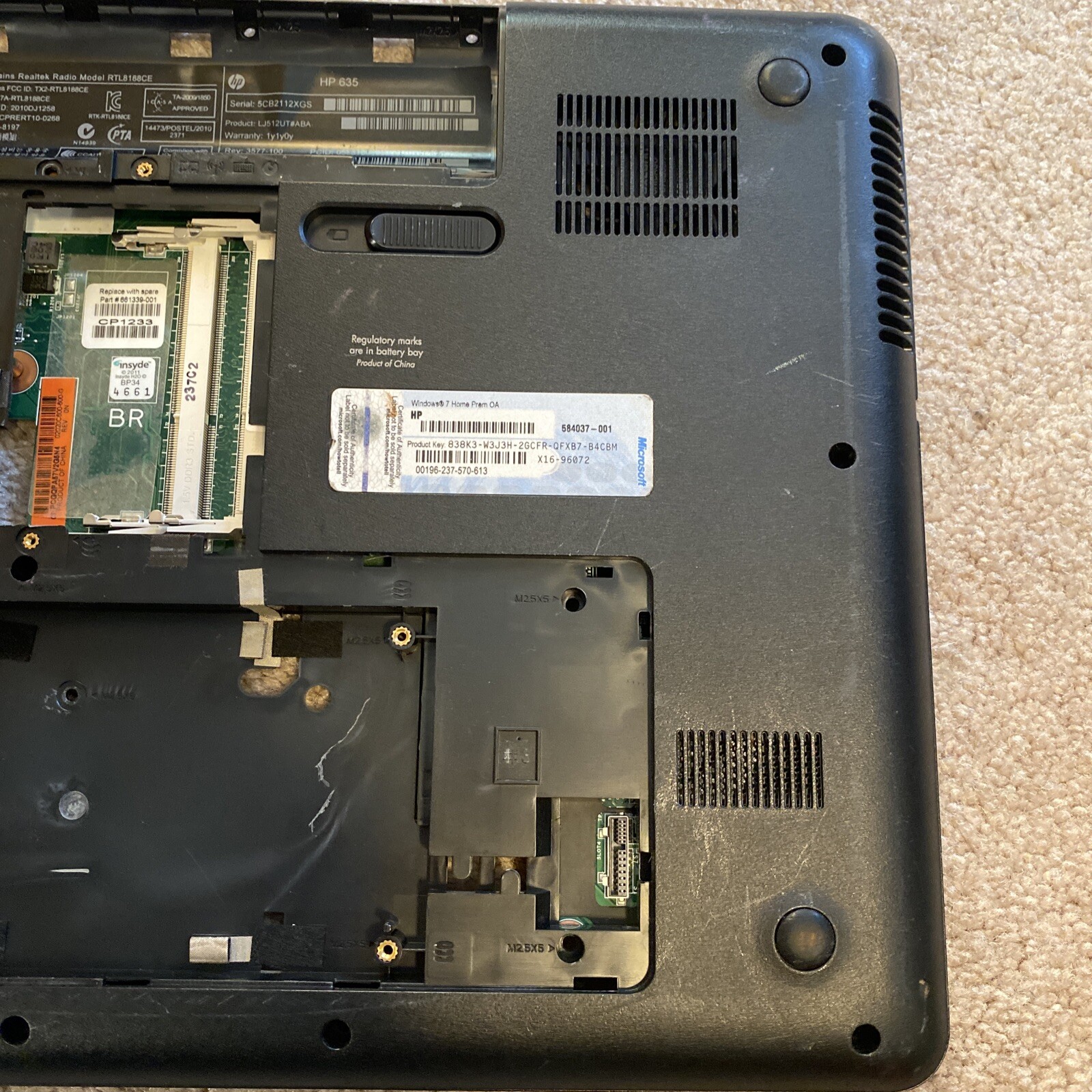 HP 635 TPN-F104 Laptop Notebook PC ￼Untested Parts Repair AS IS