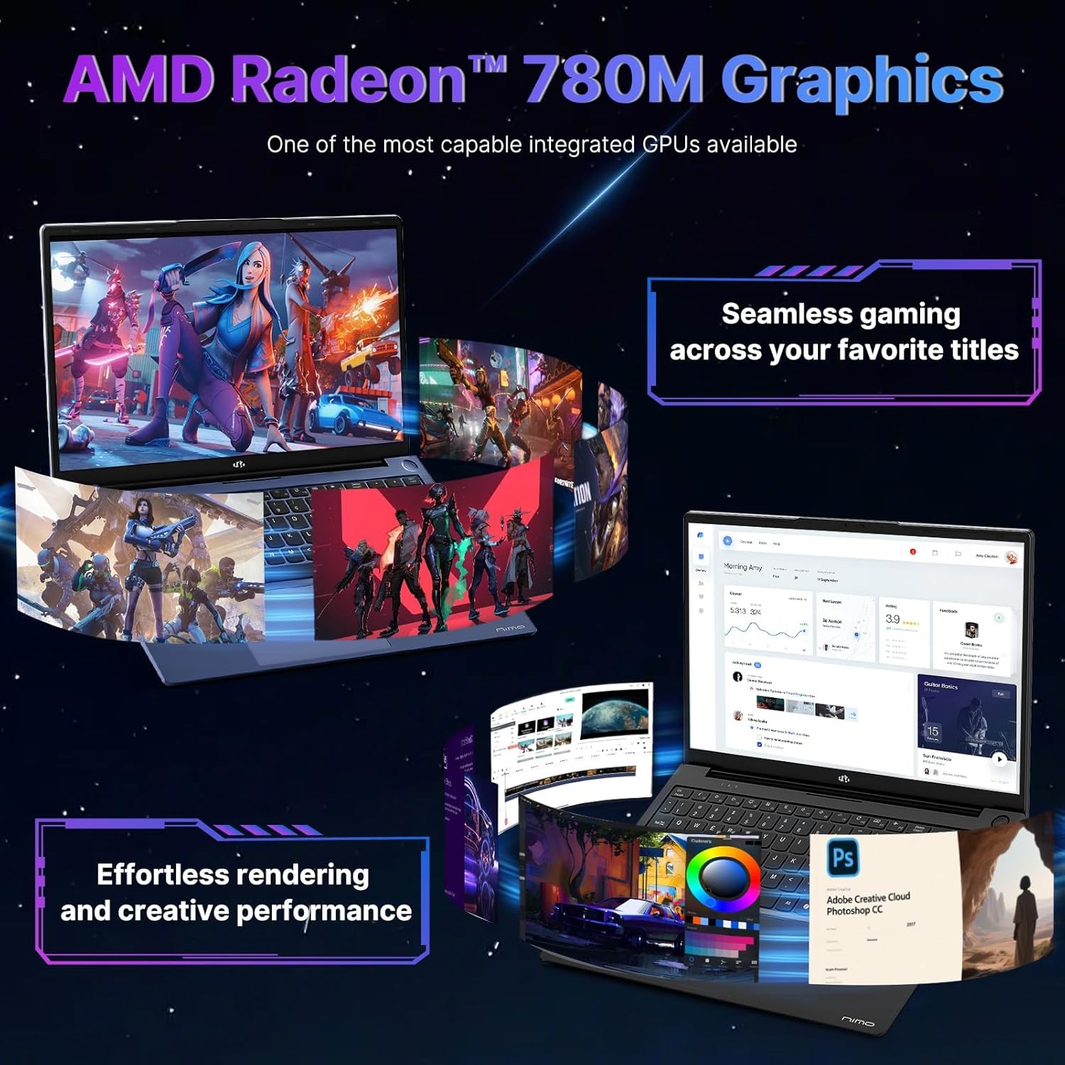 NIMO 17.3 Gaming-Laptop Ryzen 9 8945HS ( i9-13900H) 32GB RAM 1TB SSD Radeon 780M