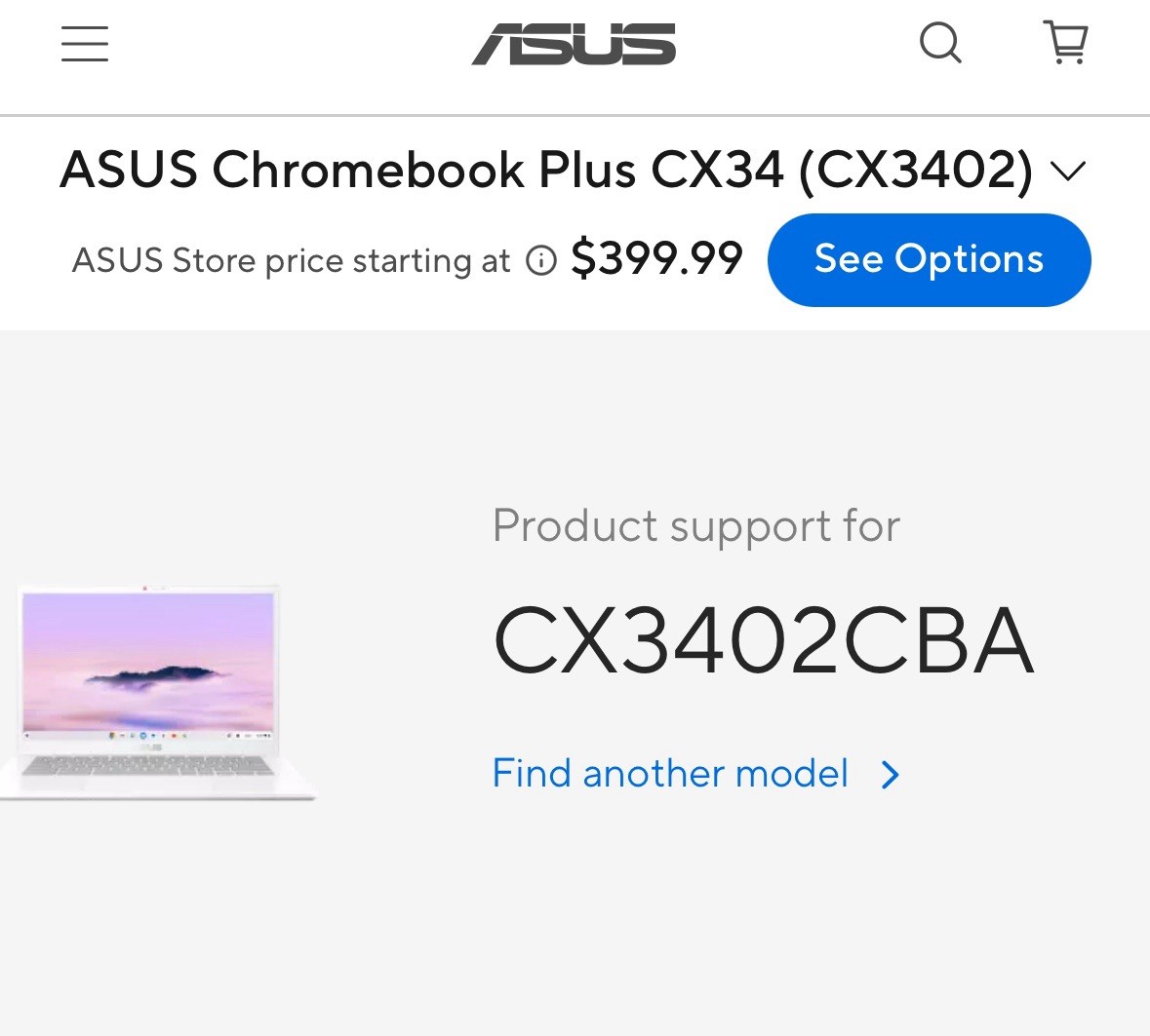 ASUS Chromebook Plus CX34 14″ FHD Intel i3-1215U 1.20 GHz 8GB 128G UFS ChromeOS