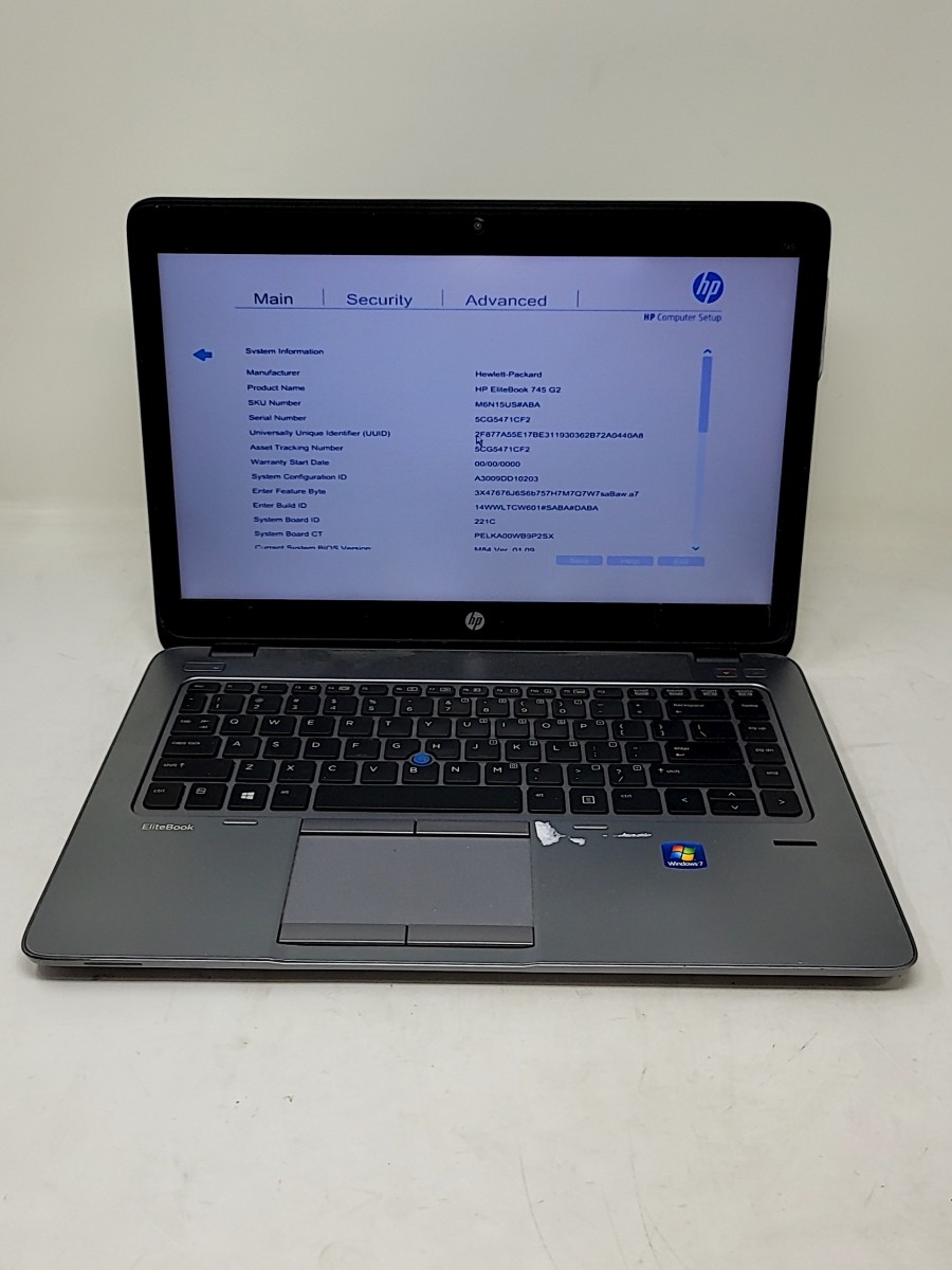 HP ELITEBOOK 745 G2 M6N15US-ABA Laptop AMD A8 PRO-7150B 4GB SEE NOTES