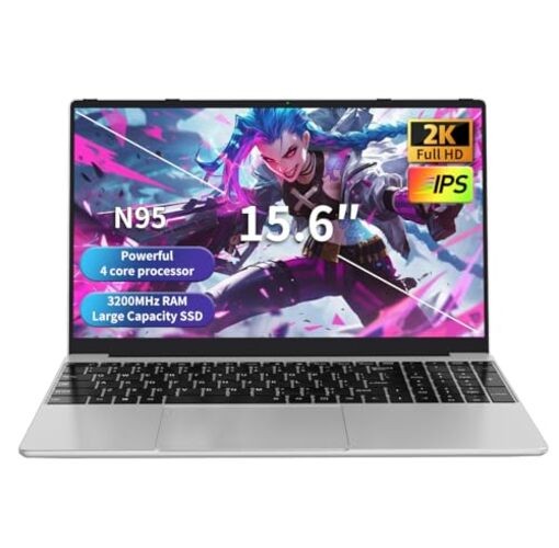 Gaming Laptop, N95 up to 3.4GHz, 16GB RAM, 512GB SSD, 15.6″ 2K Display, Gray