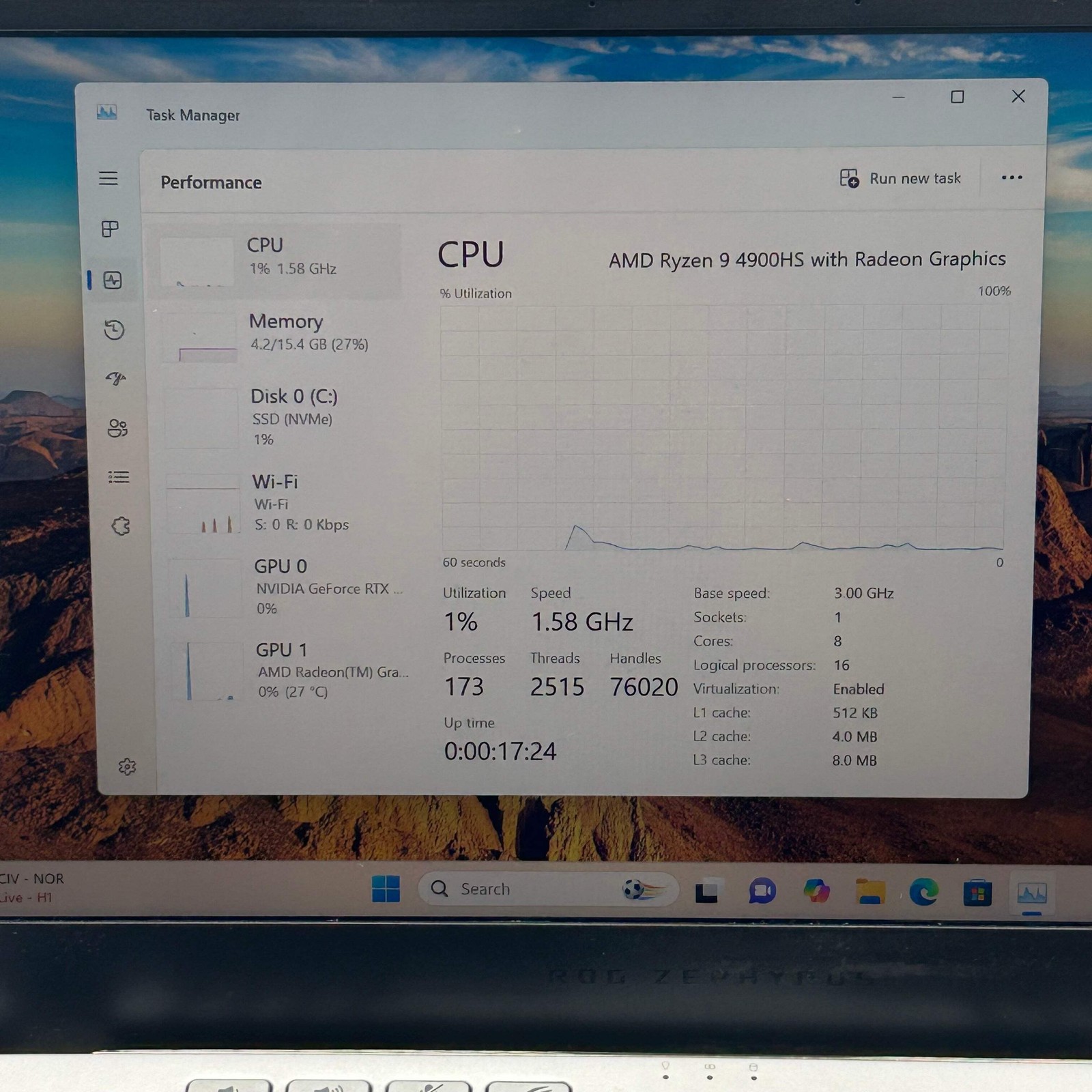 Asus ROG Zephyrus G14 |Ryzen 9 4900HS| 16GB RAM| 1TB SSD |RTX 2060| w/ Charger
