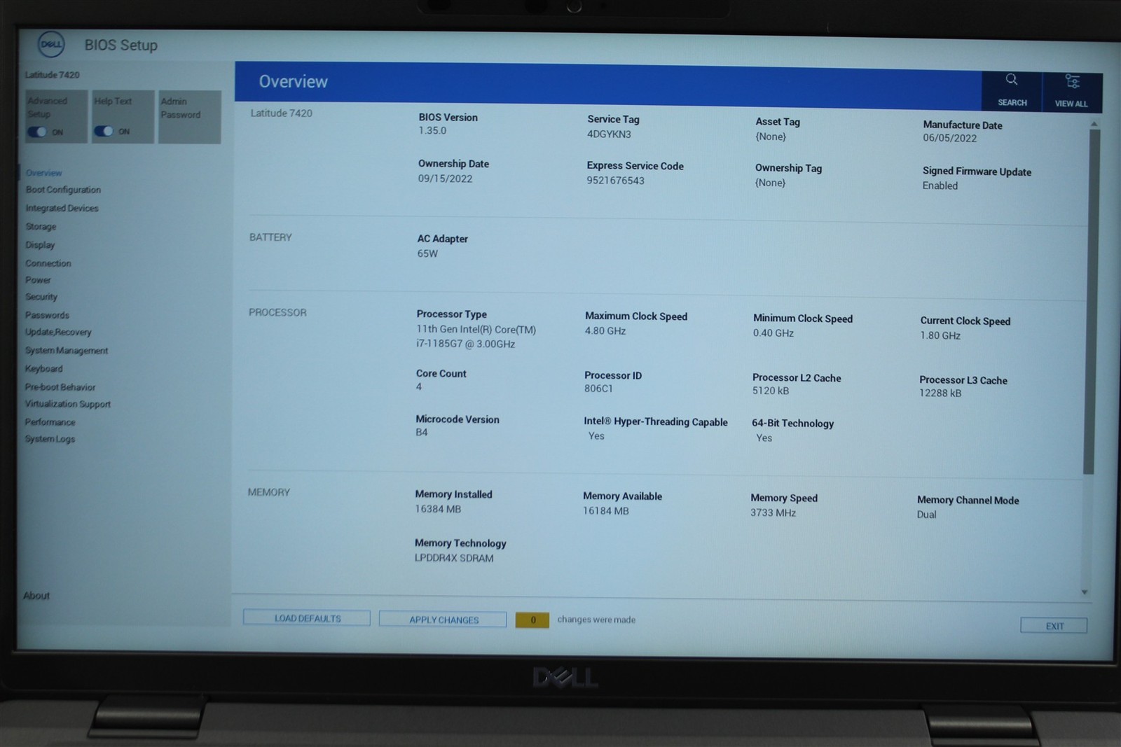 Dell Latitude 7420 14″ FHD Touch i7-1185G7 3.0GHz 256GB SSD 16GB RAM NO OS