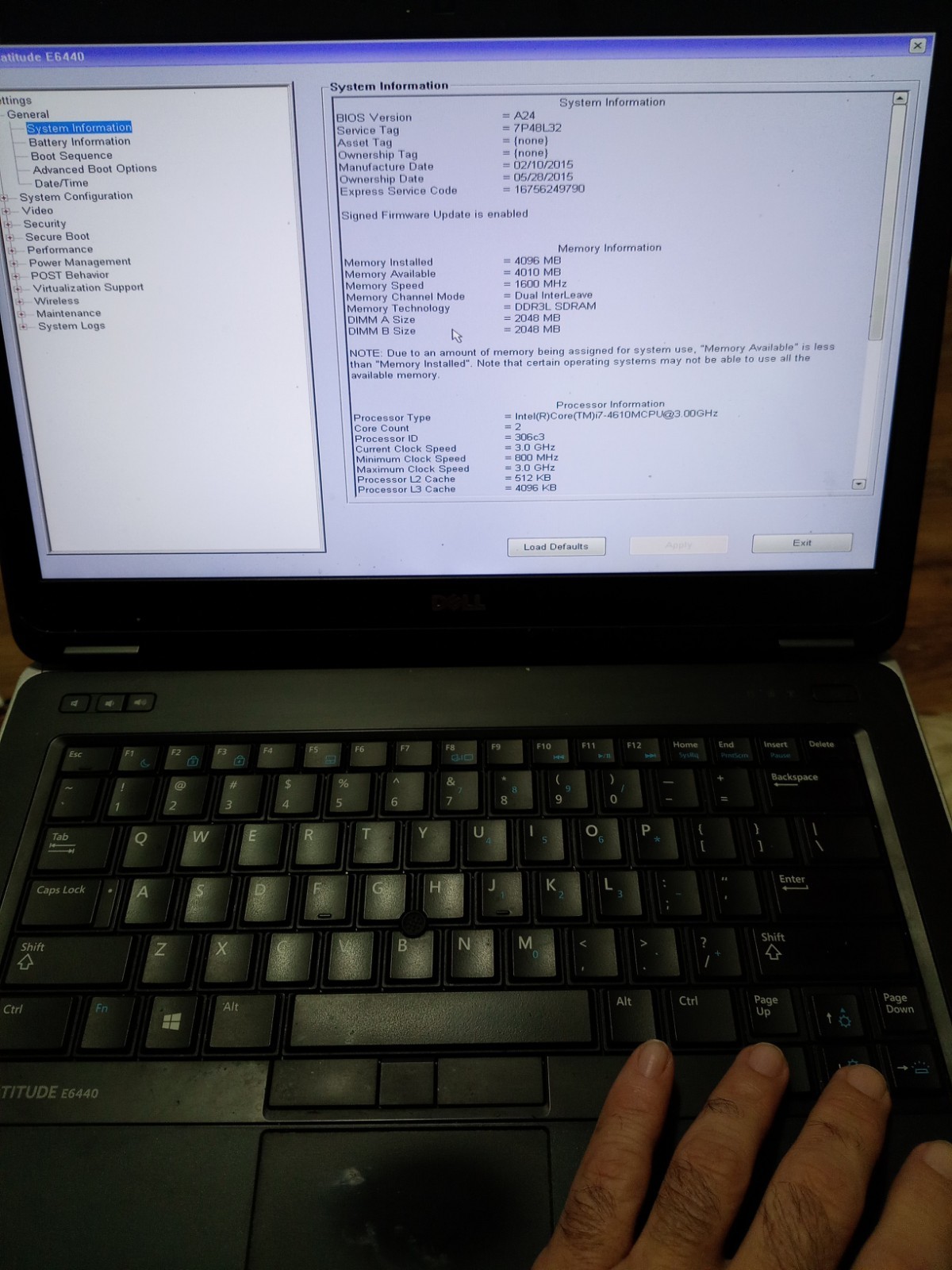 Dell Latitude E6440 Intel Core i7-4600M 4gb Ram No Battery/Hd/Charger